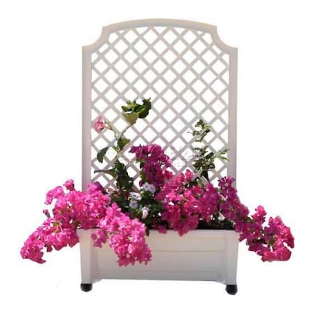 Exaco Trading Co. Calypso Planter W/Trellis, Green, 31"L x 13-1/2"W x 53"H, Green 1.416Green